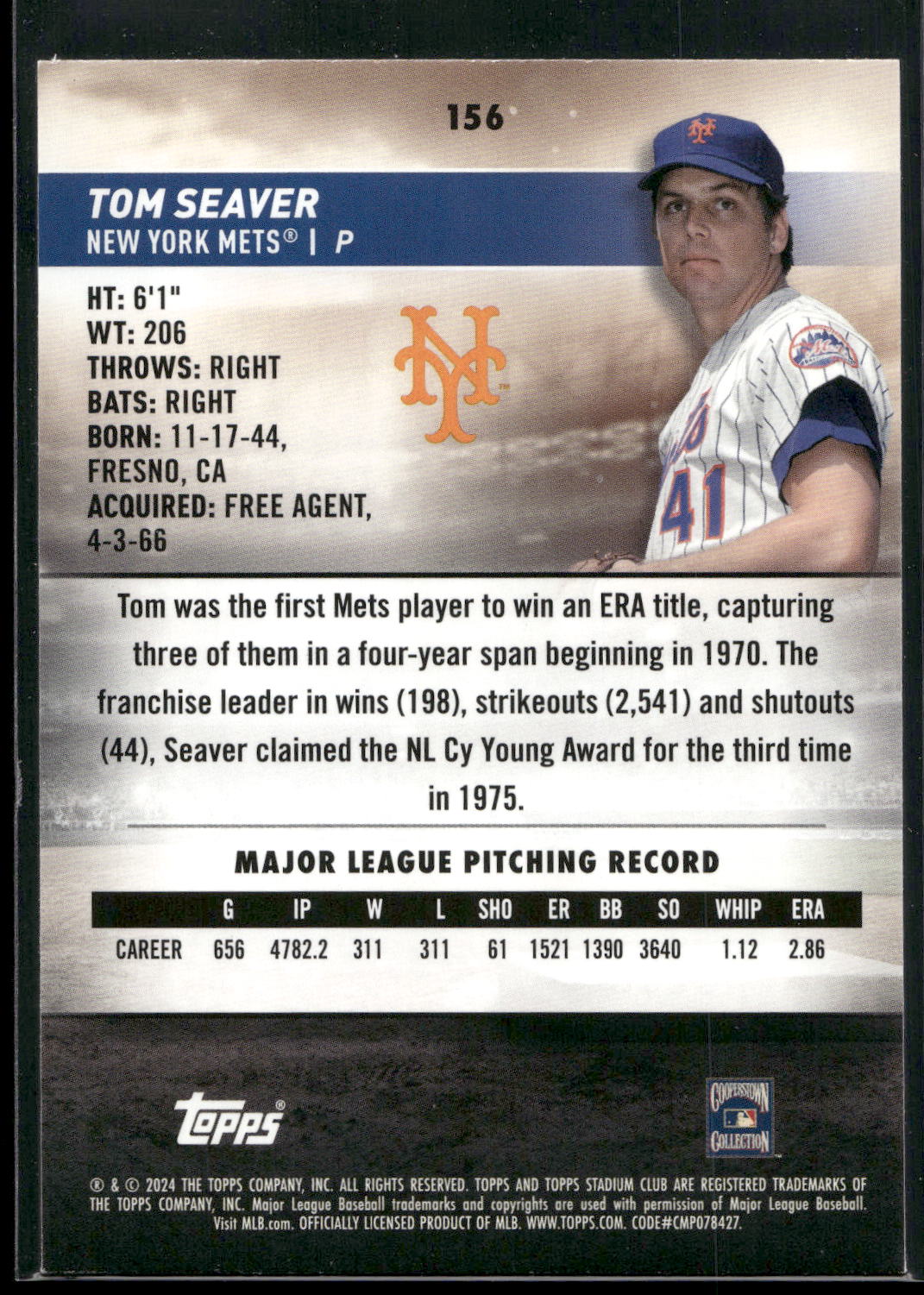 2024 Stadium Club #156 Tom Seaver