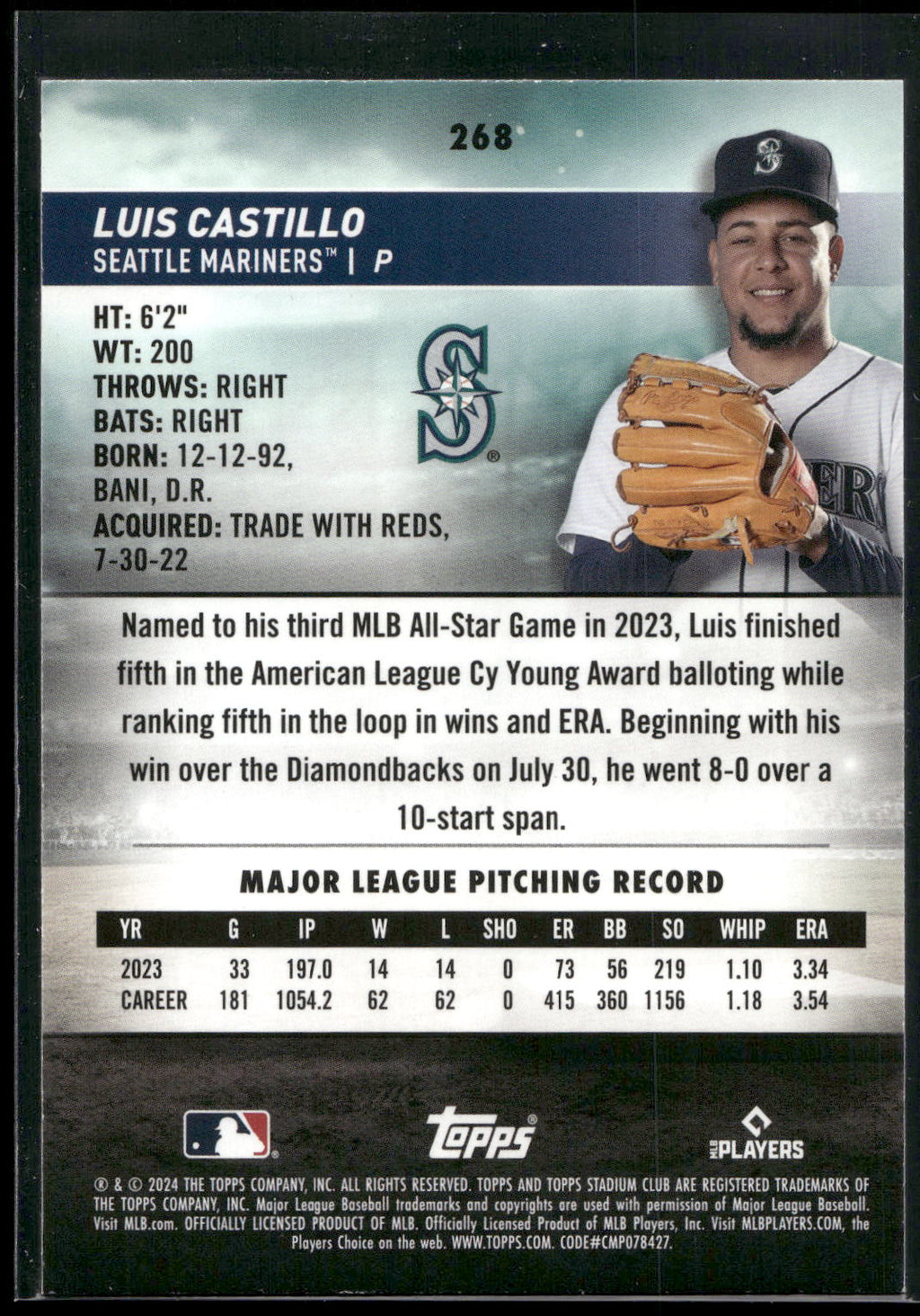 2024 Stadium Club #268 Luis Castillo