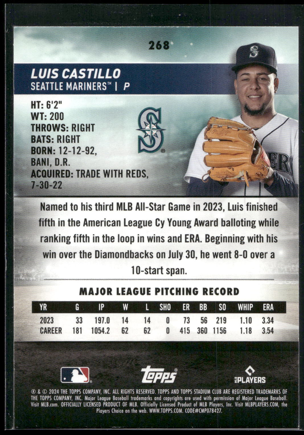 2024 Stadium Club #268 Luis Castillo