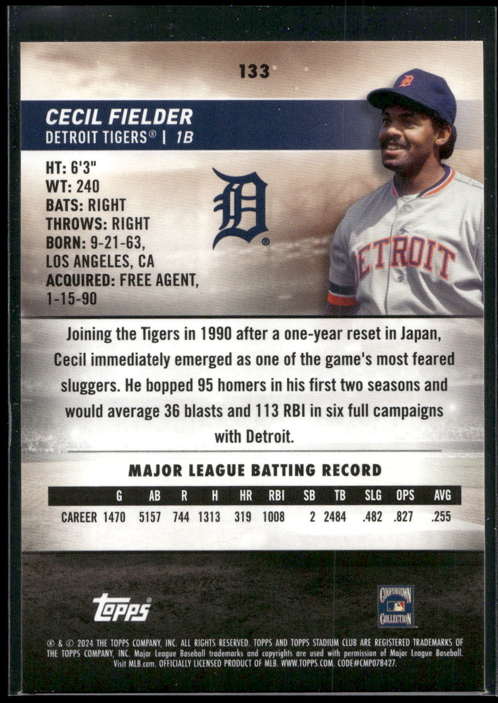 2024 Stadium Club #133 Cecil Fielder