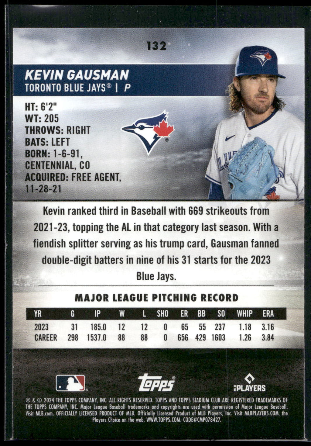 2024 Stadium Club #132 Kevin Gausman