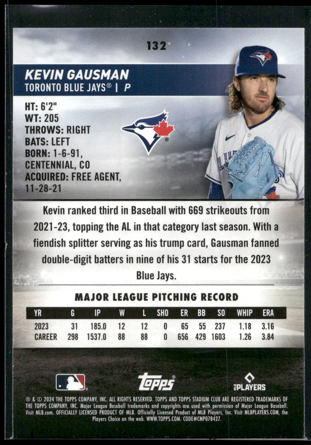 2024 Stadium Club #132 Kevin Gausman