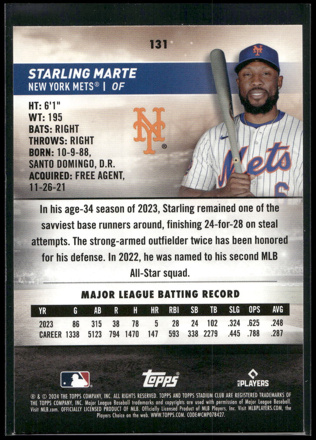 2024 Stadium Club #131 Starling Marte