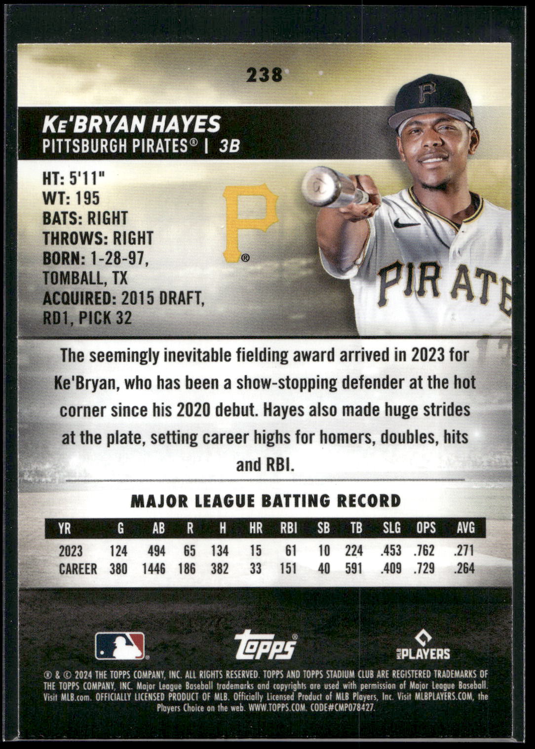 2024 Stadium Club #238 Ke'Bryan Hayes