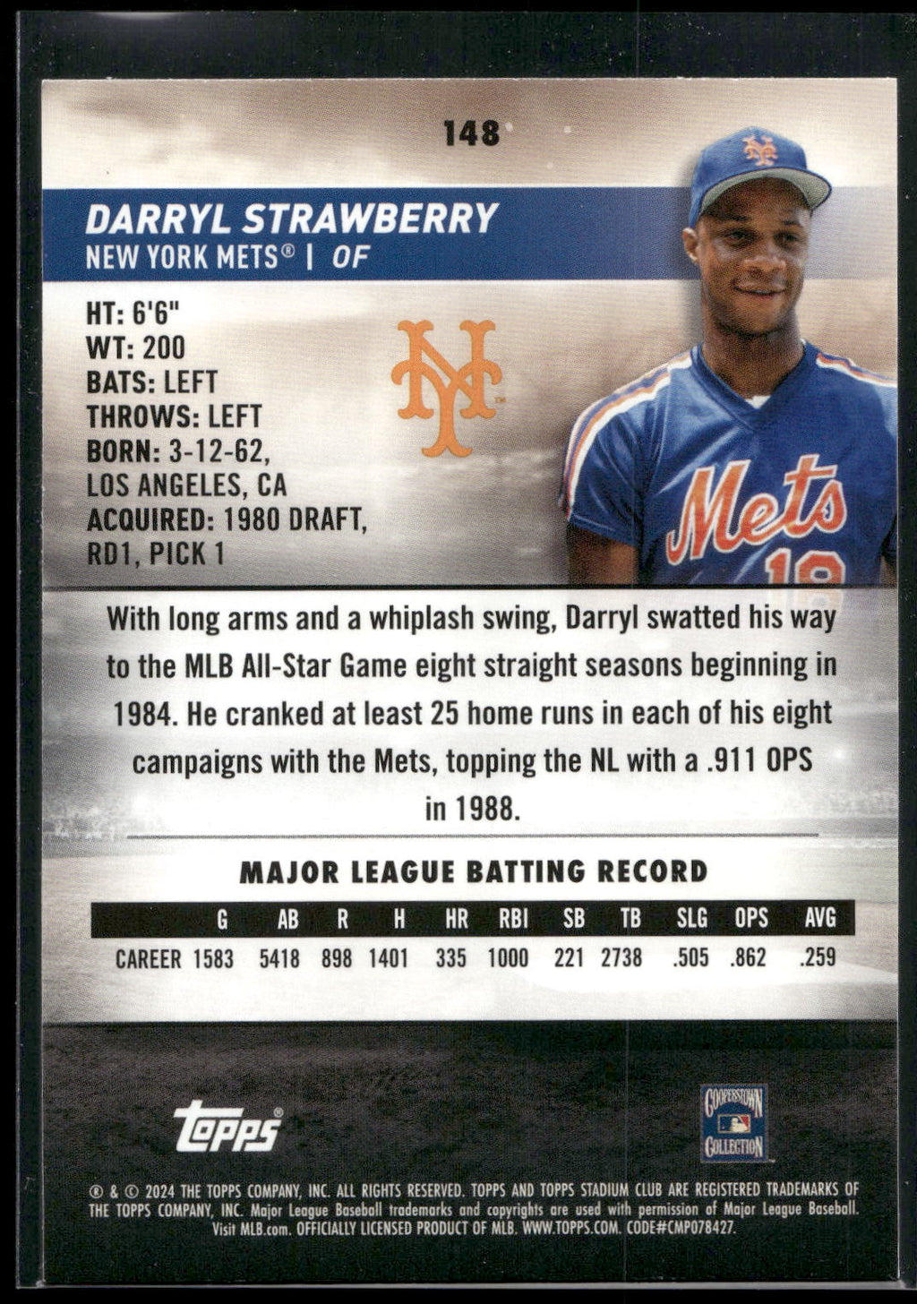 2024 Stadium Club #148 Darryl Strawberry