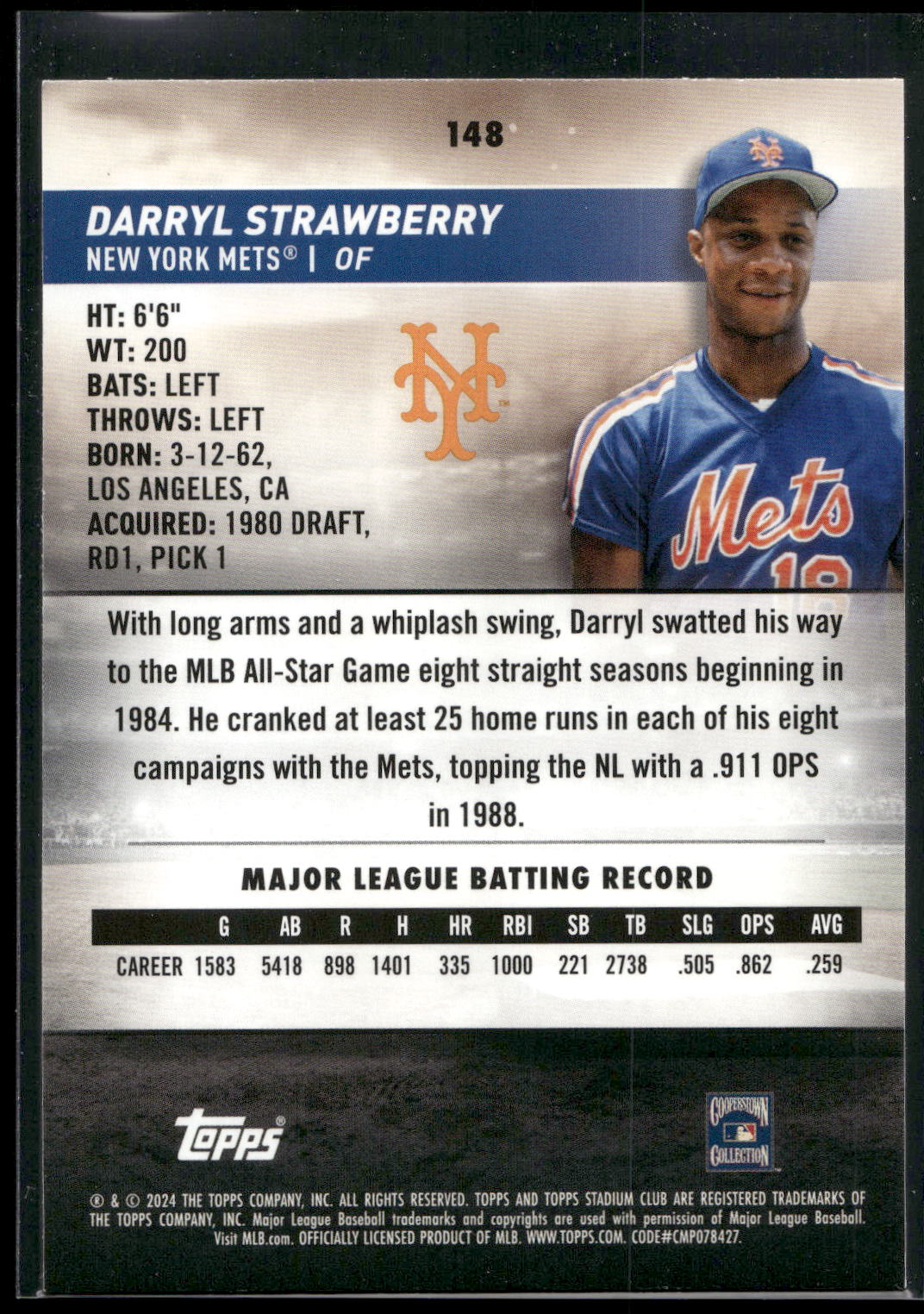 2024 Stadium Club #148 Darryl Strawberry