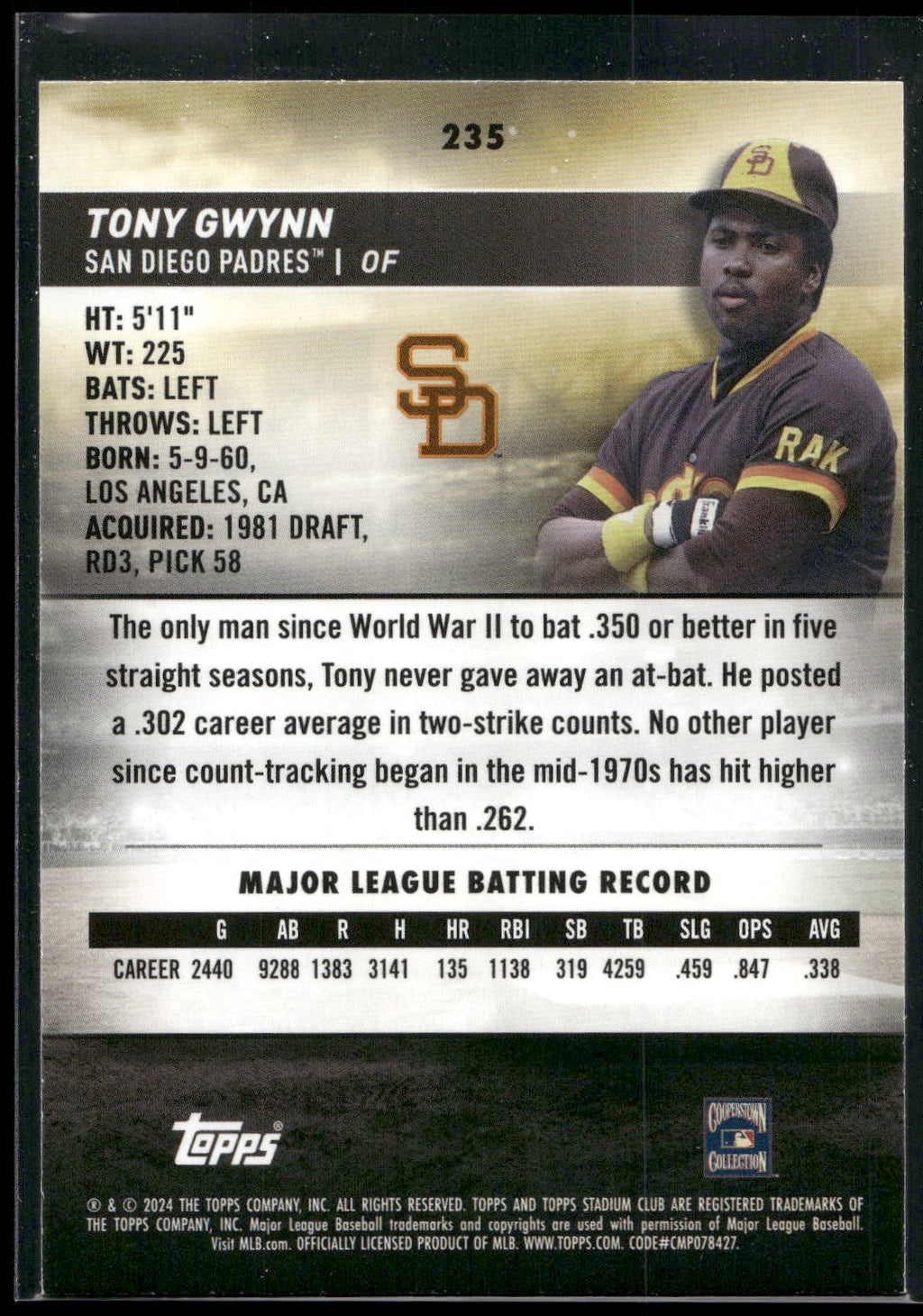 2024 Stadium Club #235 Tony Gwynn