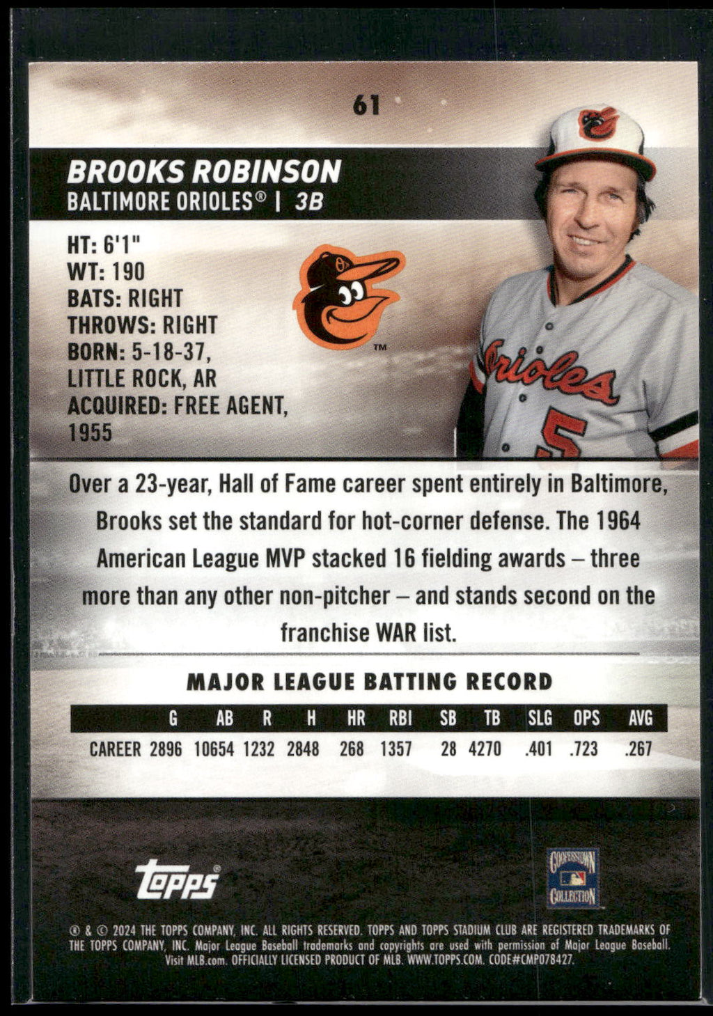 2024 Stadium Club #61 Brooks Robinson