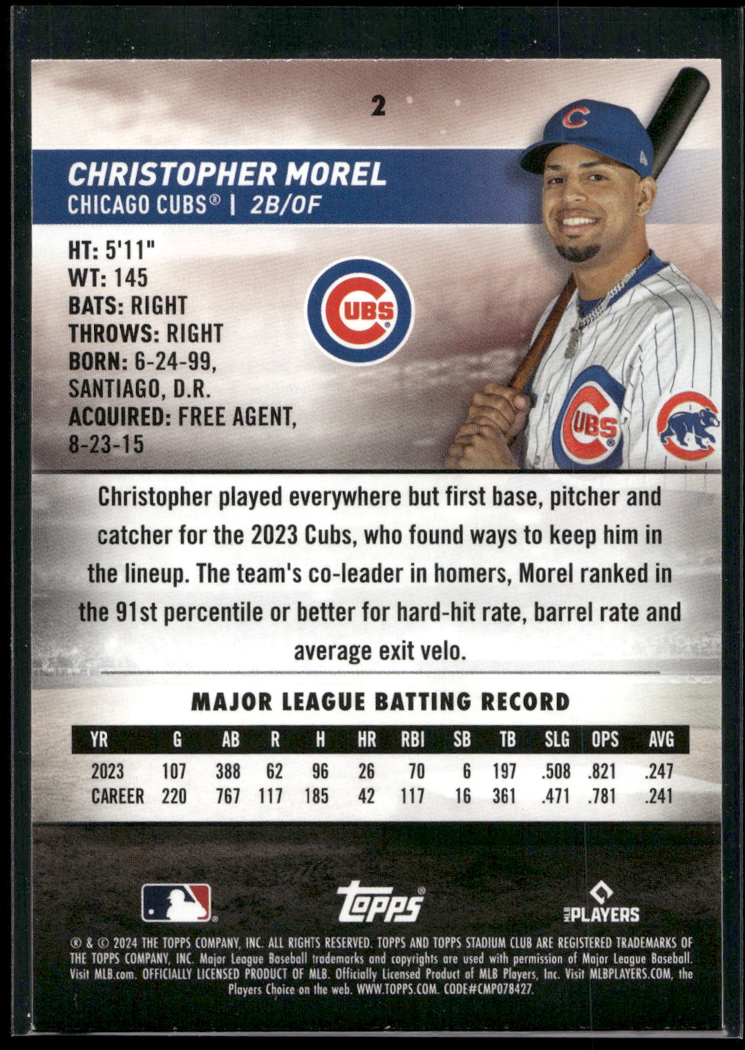 2024 Stadium Club #2 Christopher Morel