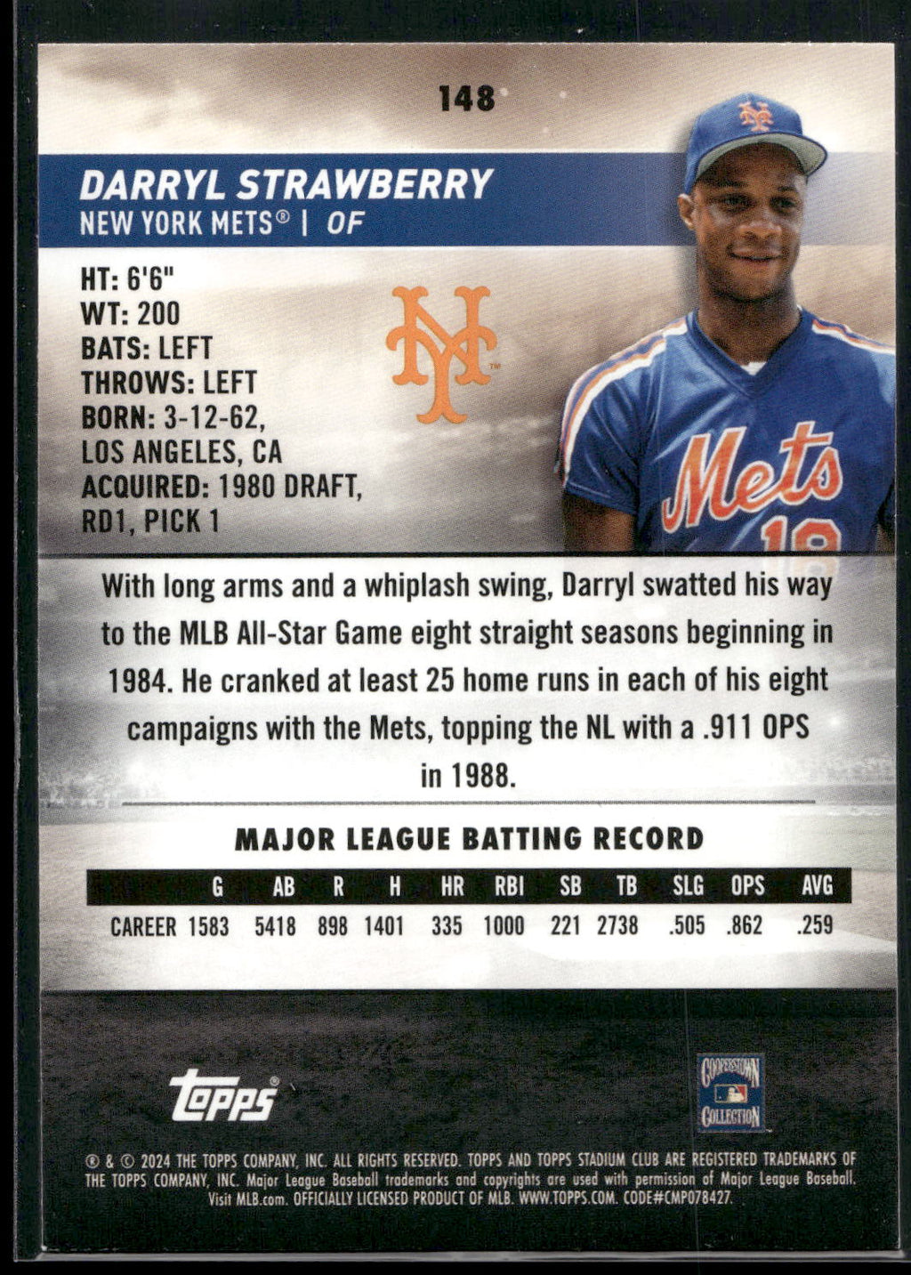 2024 Stadium Club #148 Darryl Strawberry