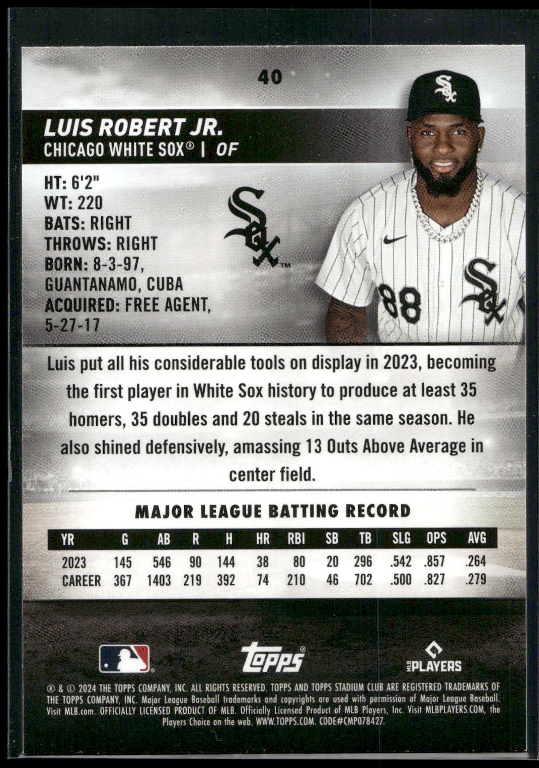 2024 Stadium Club #40 Luis Robert Jr.