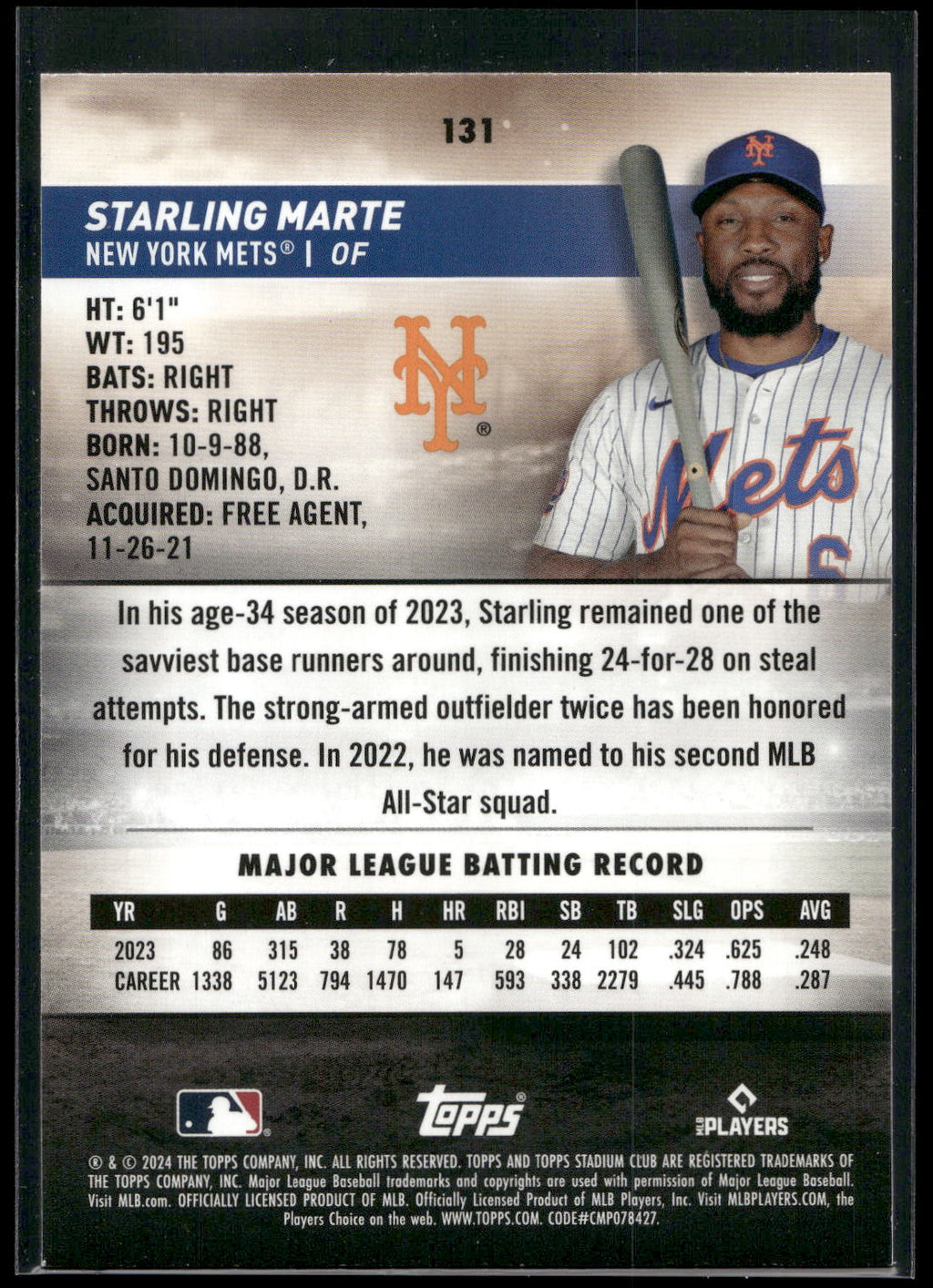 2024 Stadium Club #131 Starling Marte