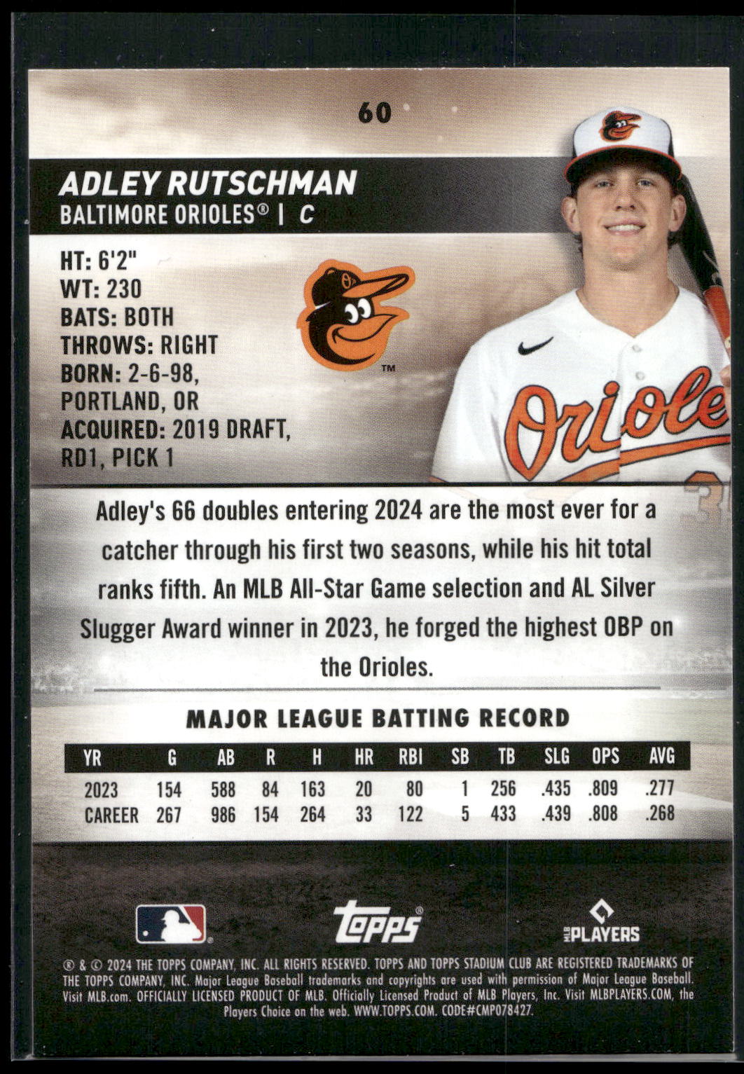 2024 Stadium Club #60 Adley Rutschman