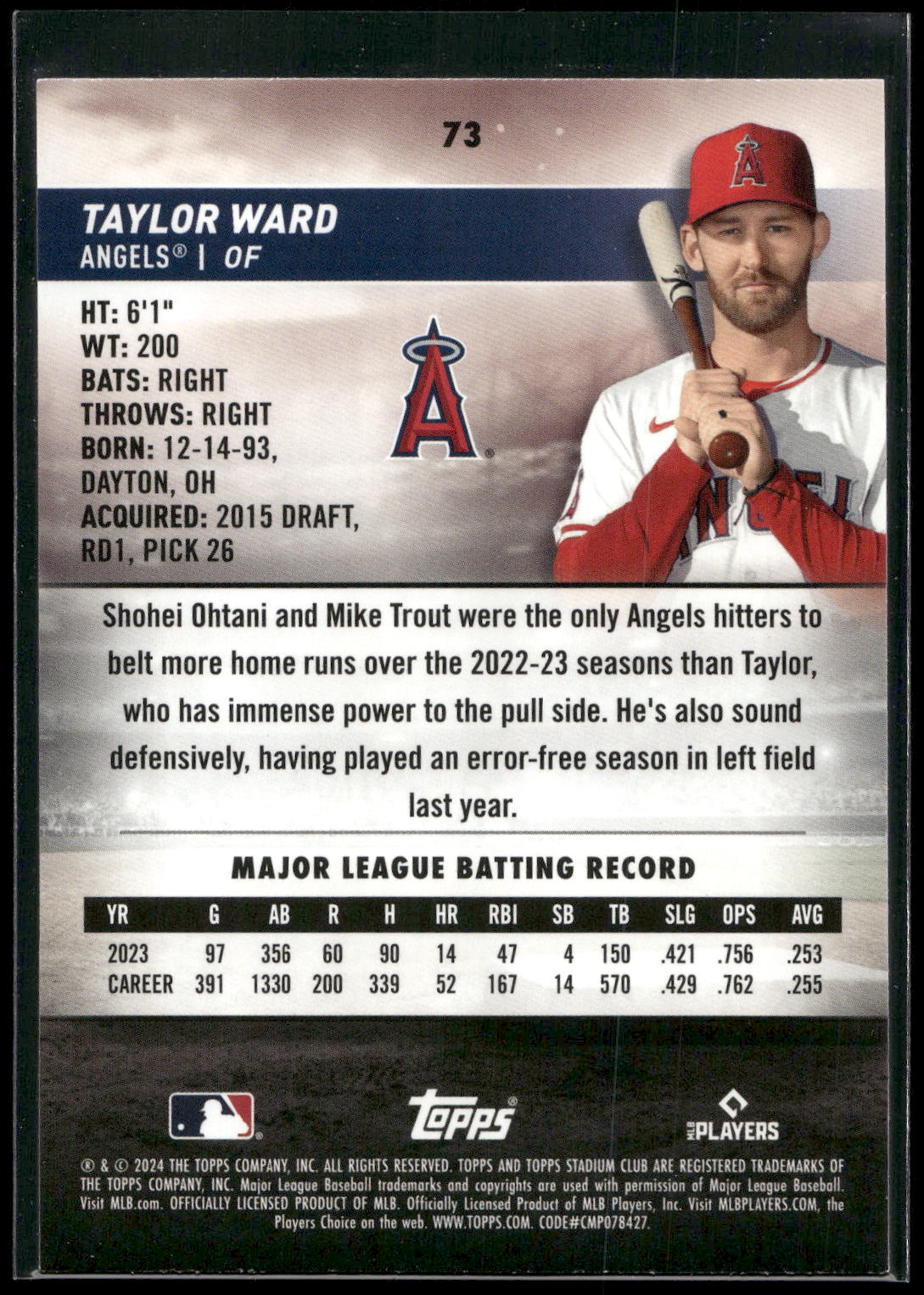 2024 Stadium Club #73 Taylor Ward