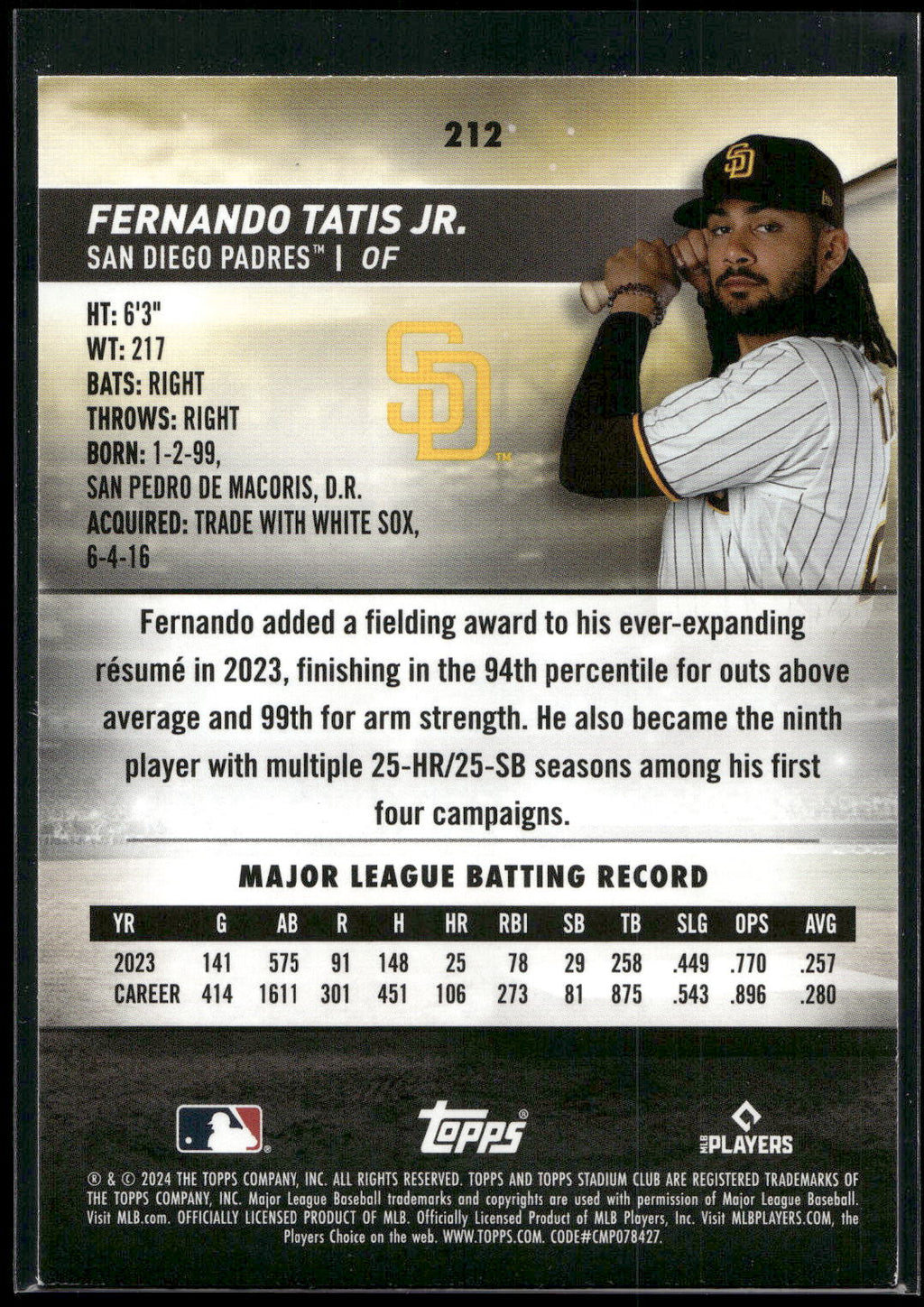 2024 Stadium Club #212 Fernando Tatis Jr.