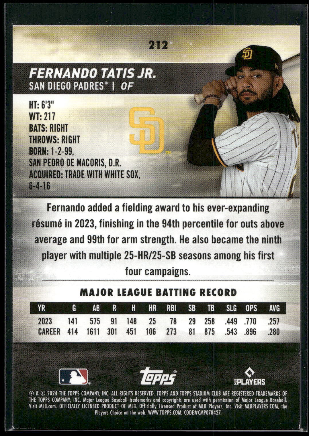 2024 Stadium Club #212 Fernando Tatis Jr.