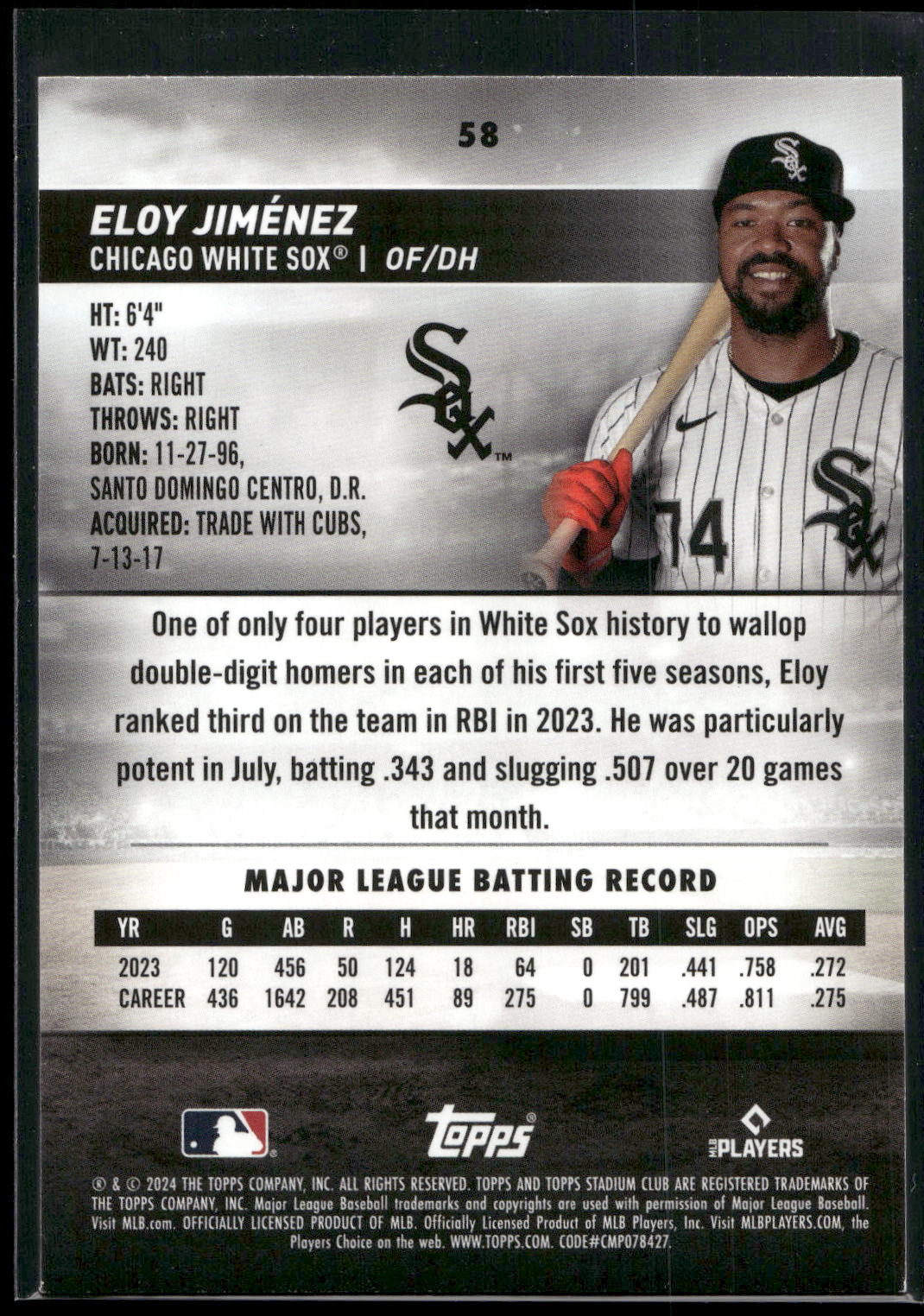 2024 Stadium Club #58 Eloy Jiménez