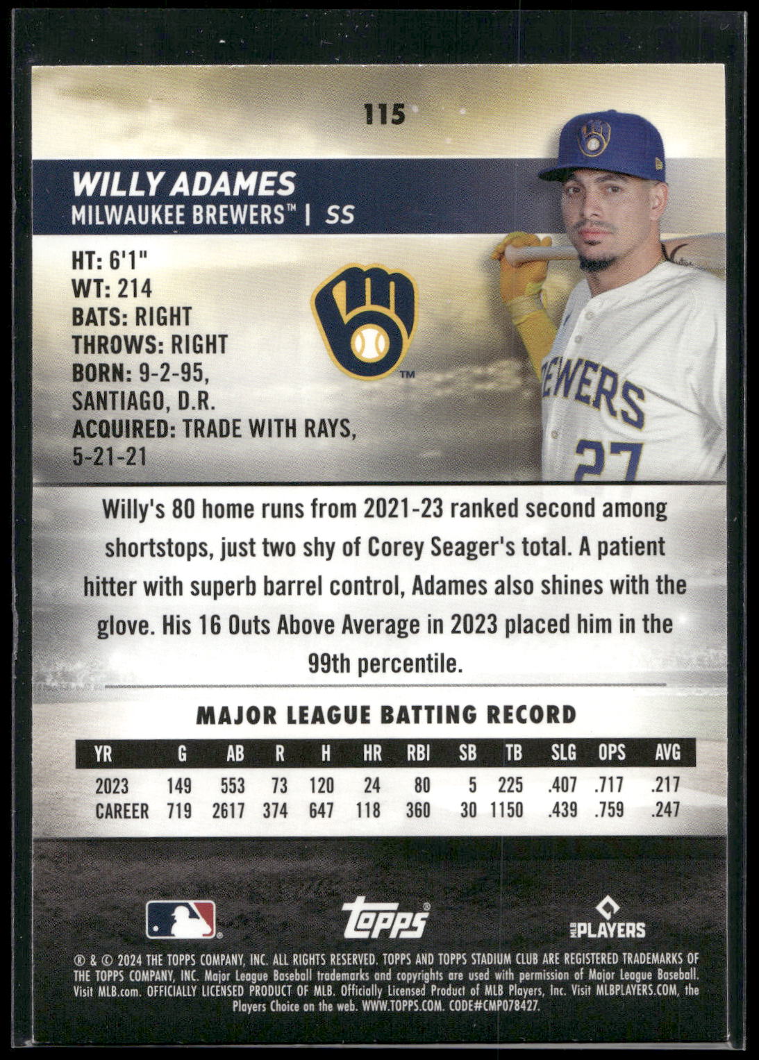 2024 Stadium Club #115 Willy Adames