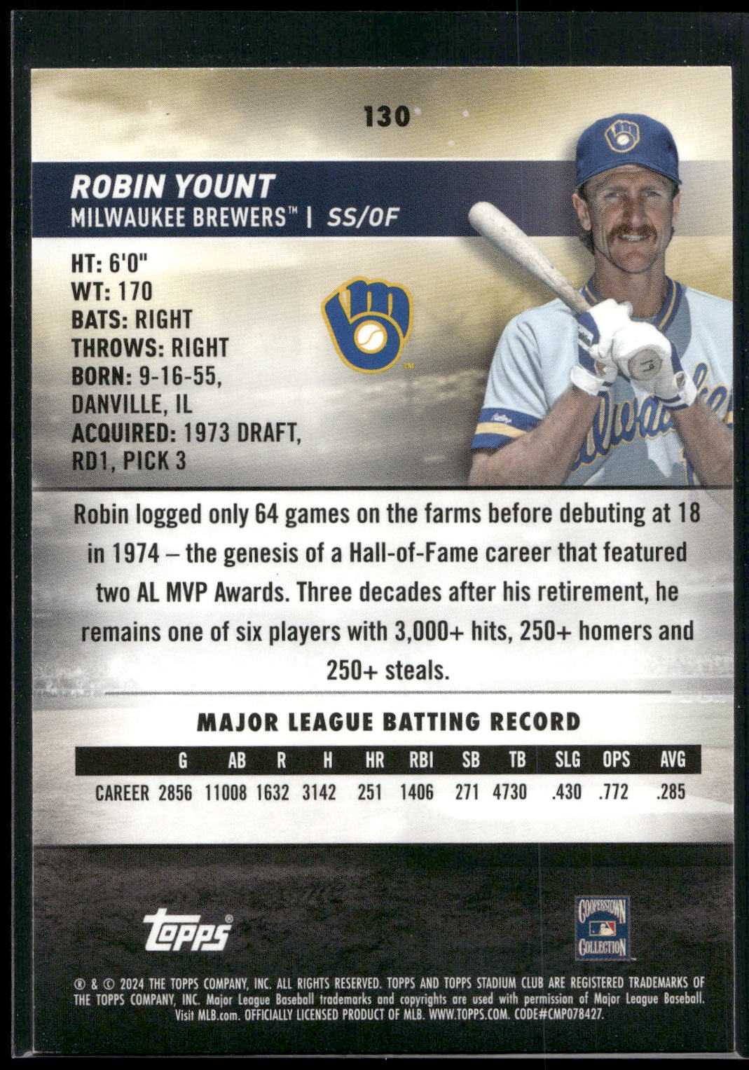 2024 Stadium Club #130 Robin Yount