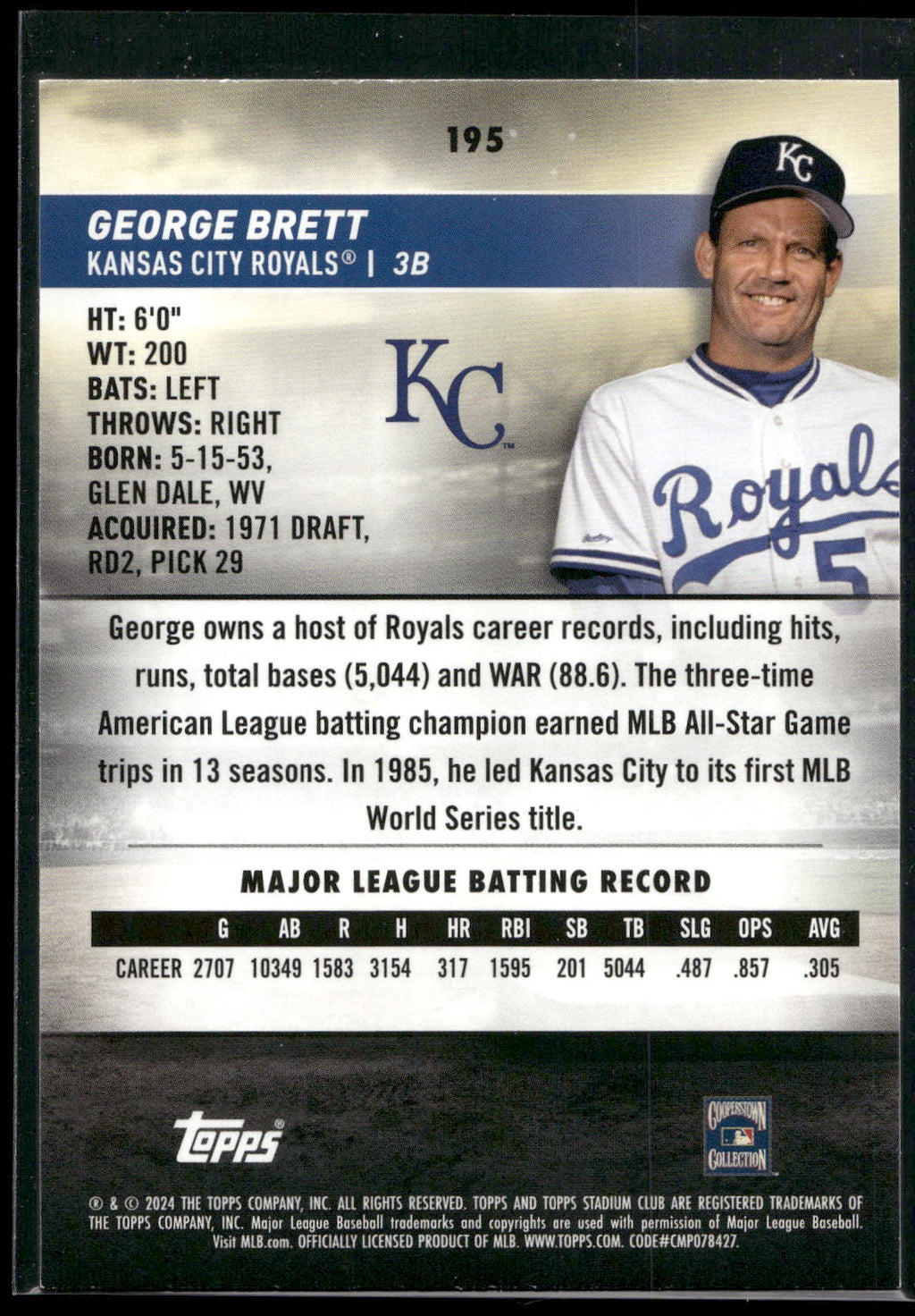 2024 Stadium Club #195 George Brett