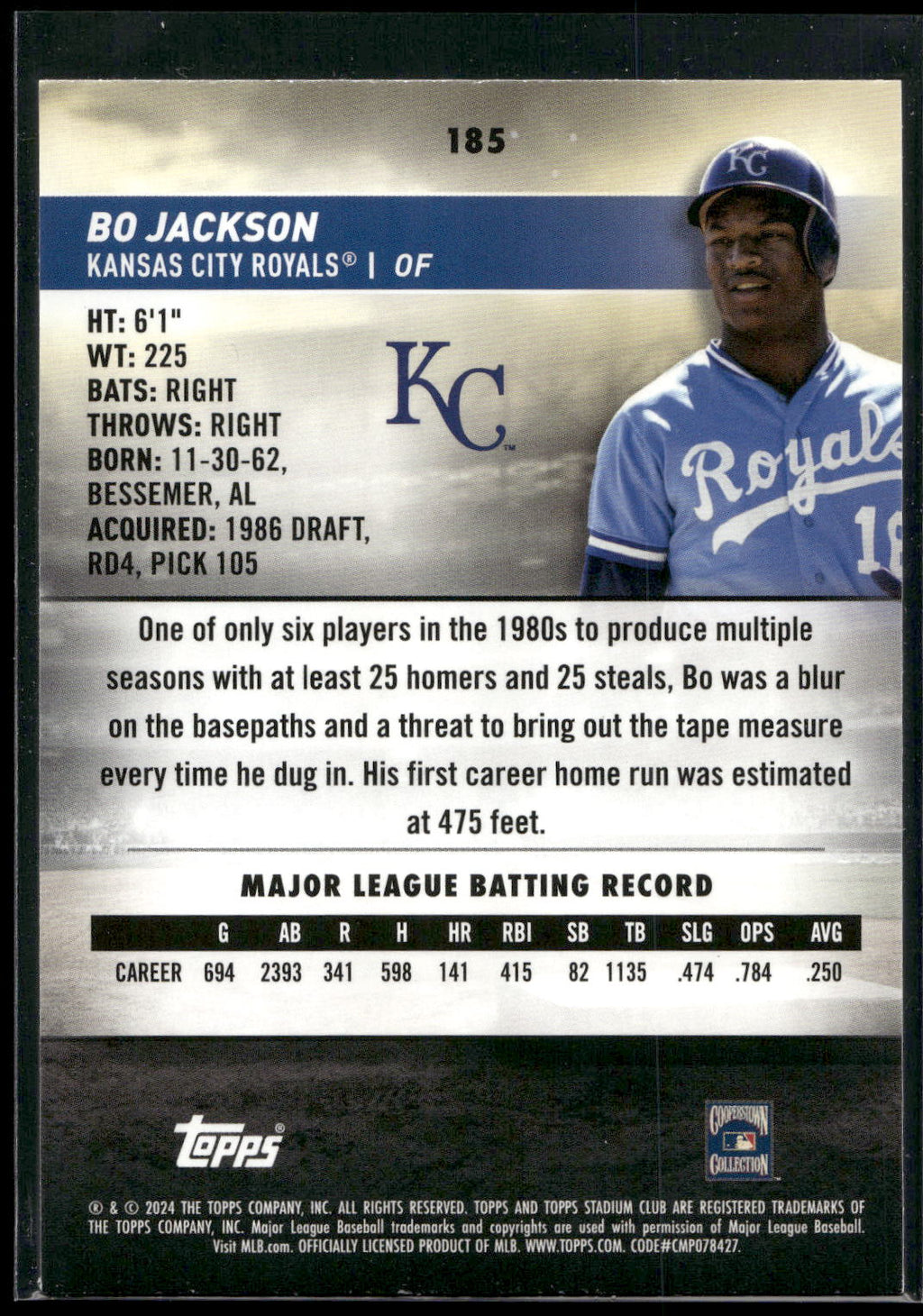 2024 Stadium Club #185 Bo Jackson