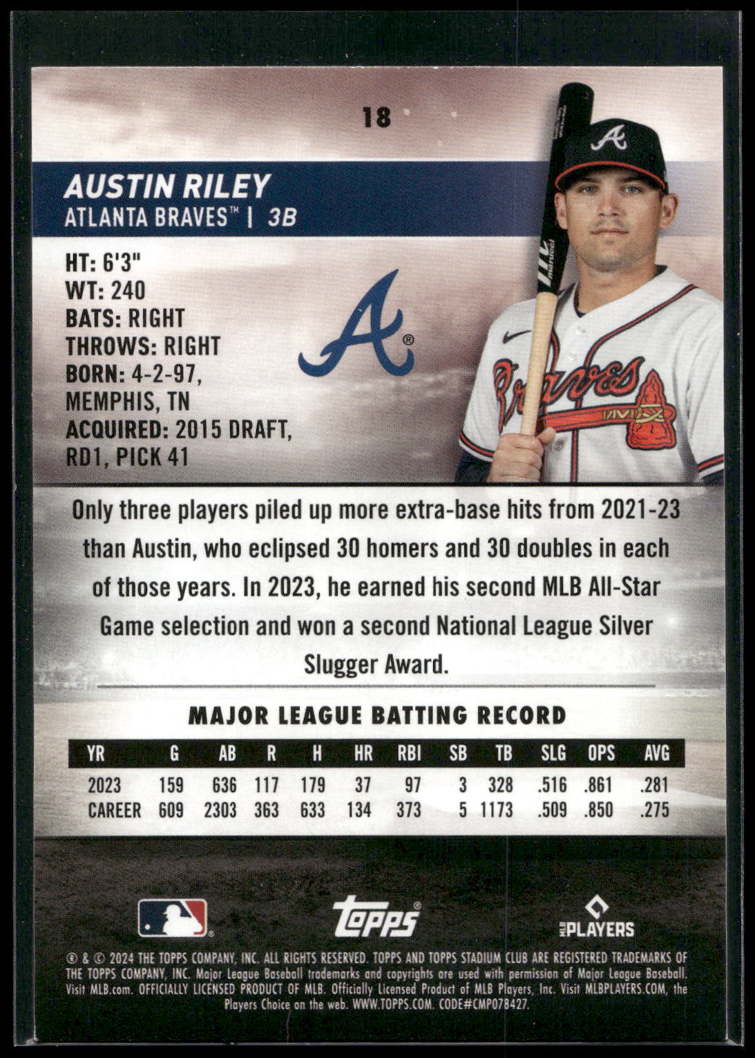 2024 Stadium Club #18 Austin Riley