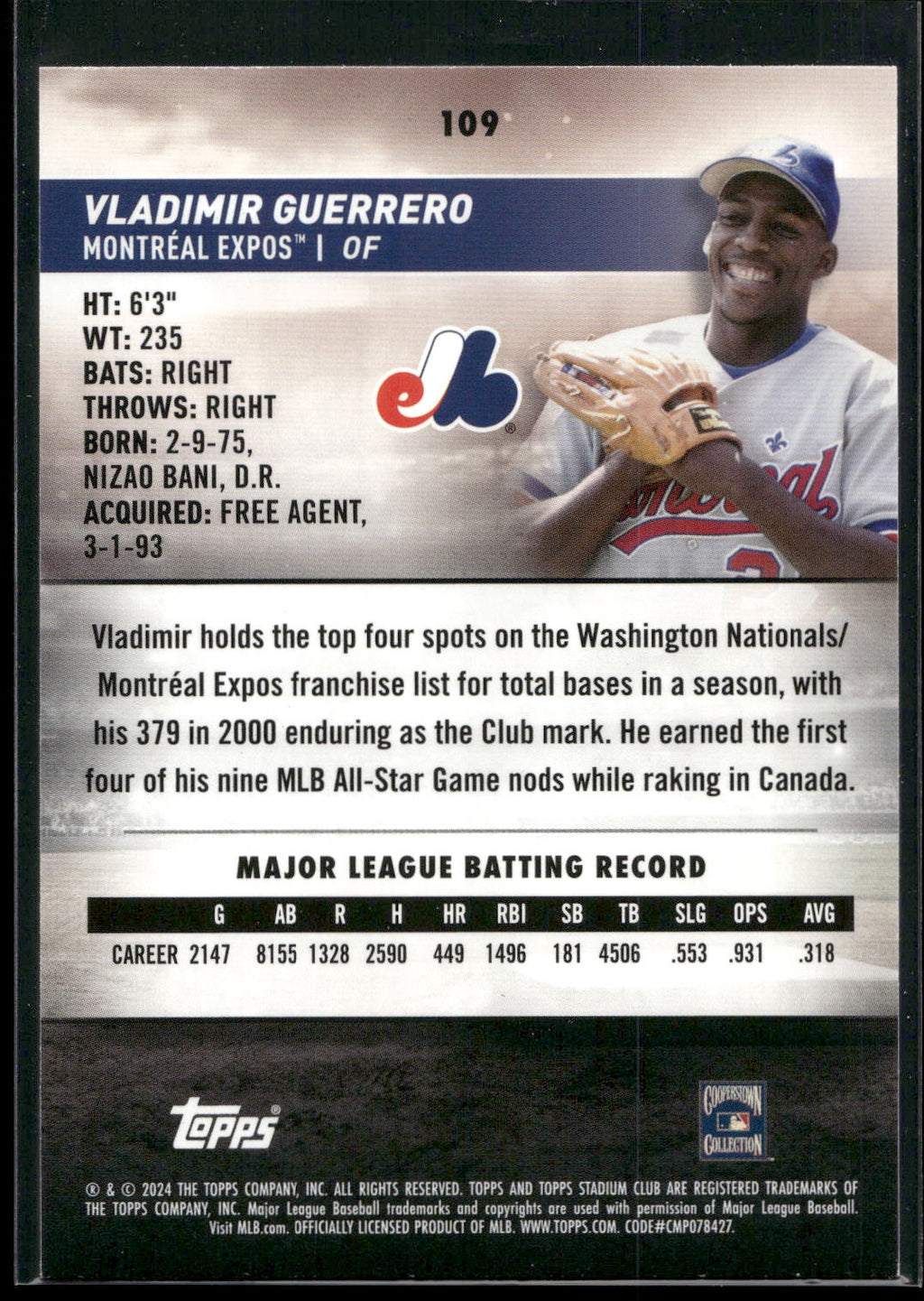 2024 Stadium Club #109 Vladimir Guerrero