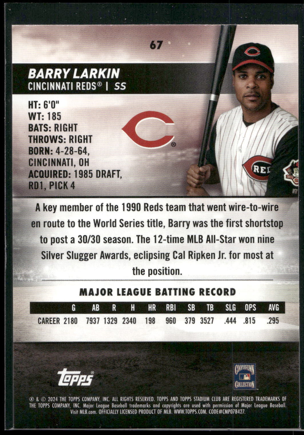 2024 Stadium Club #67 Barry Larkin