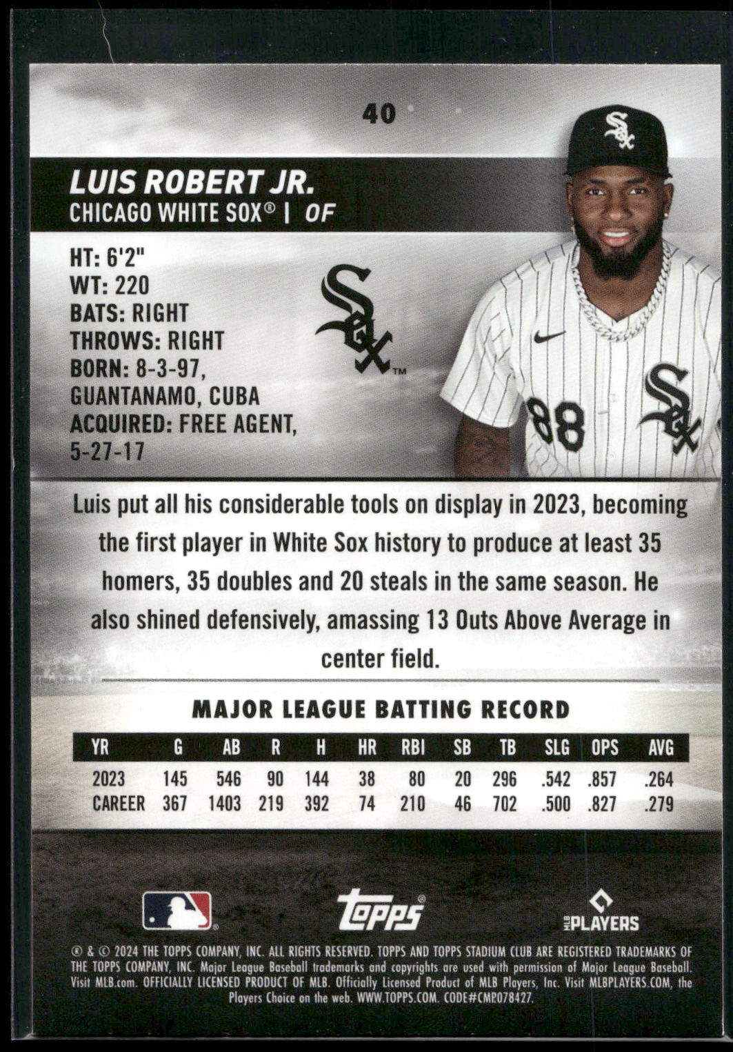 2024 Stadium Club #40 Luis Robert Jr.
