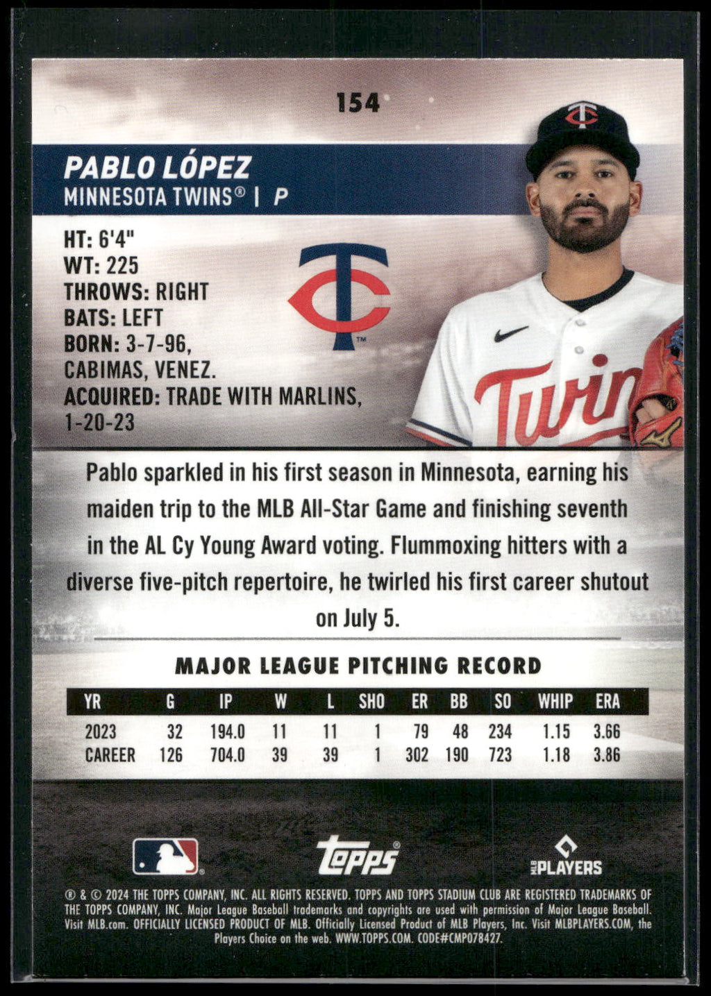 2024 Stadium Club #154 Pablo López