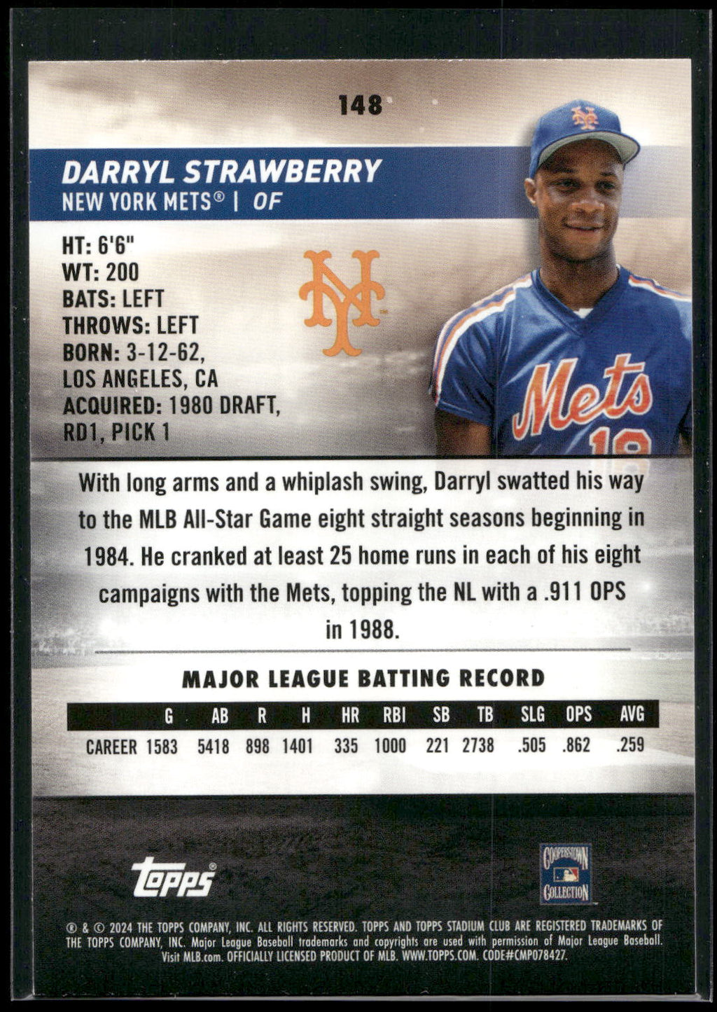 2024 Stadium Club #148 Darryl Strawberry