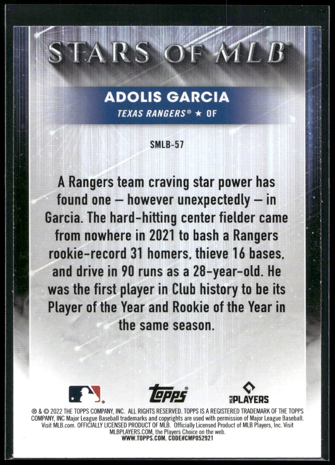 2022 Topps #SMLB-57 Adolis Garcia Stars of MLB