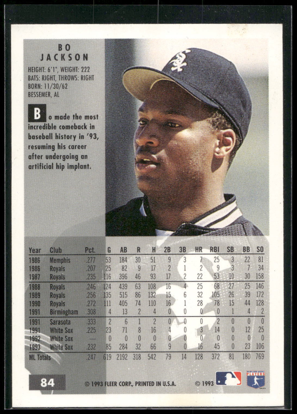 1994 Fleer #84 Bo Jackson