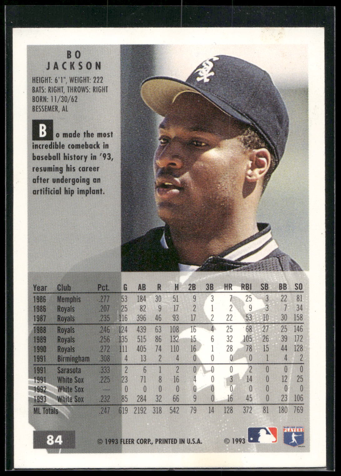 1994 Fleer #84 Bo Jackson