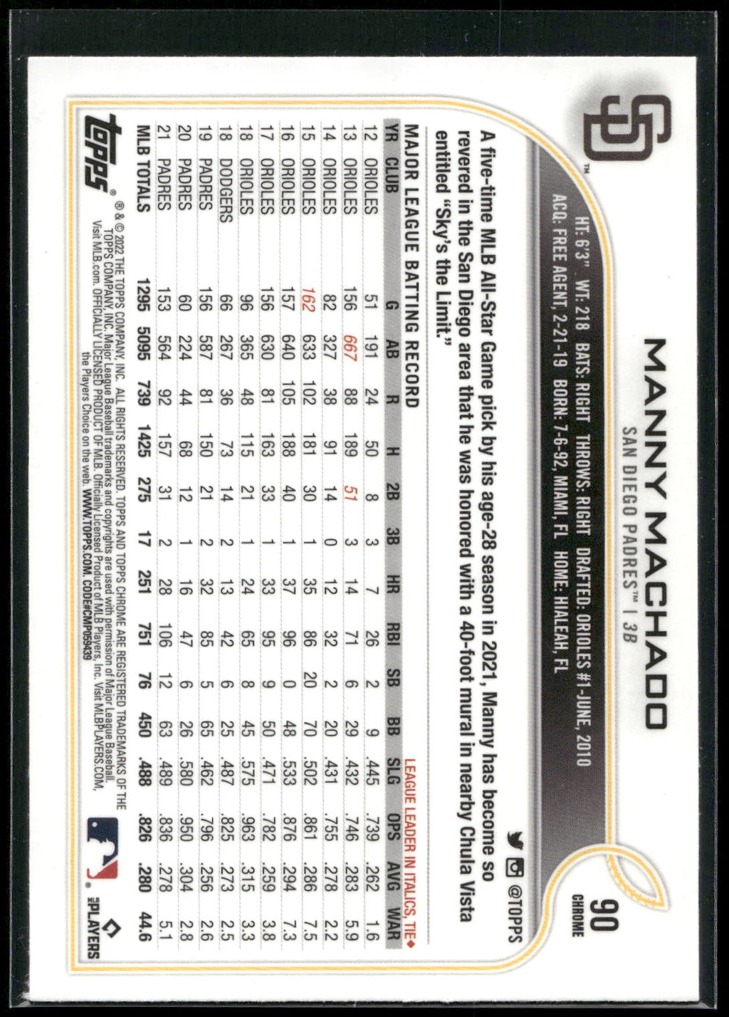2022 Topps Chrome #90 Manny Machado