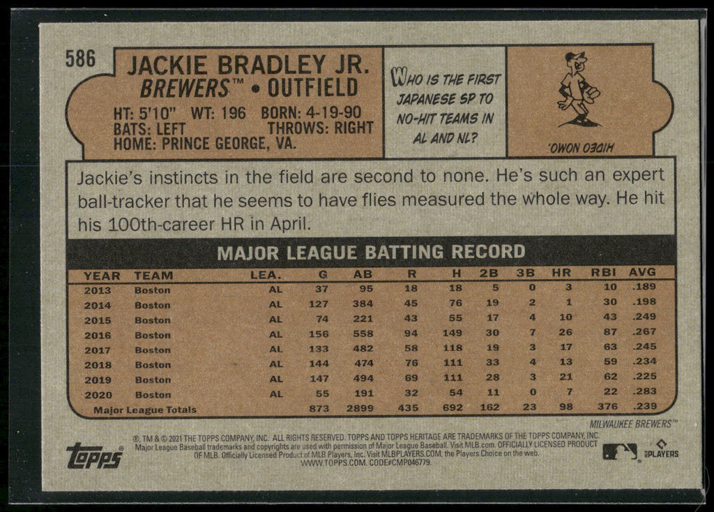 2021 Topps Heritage #586 Jackie Bradley Jr.