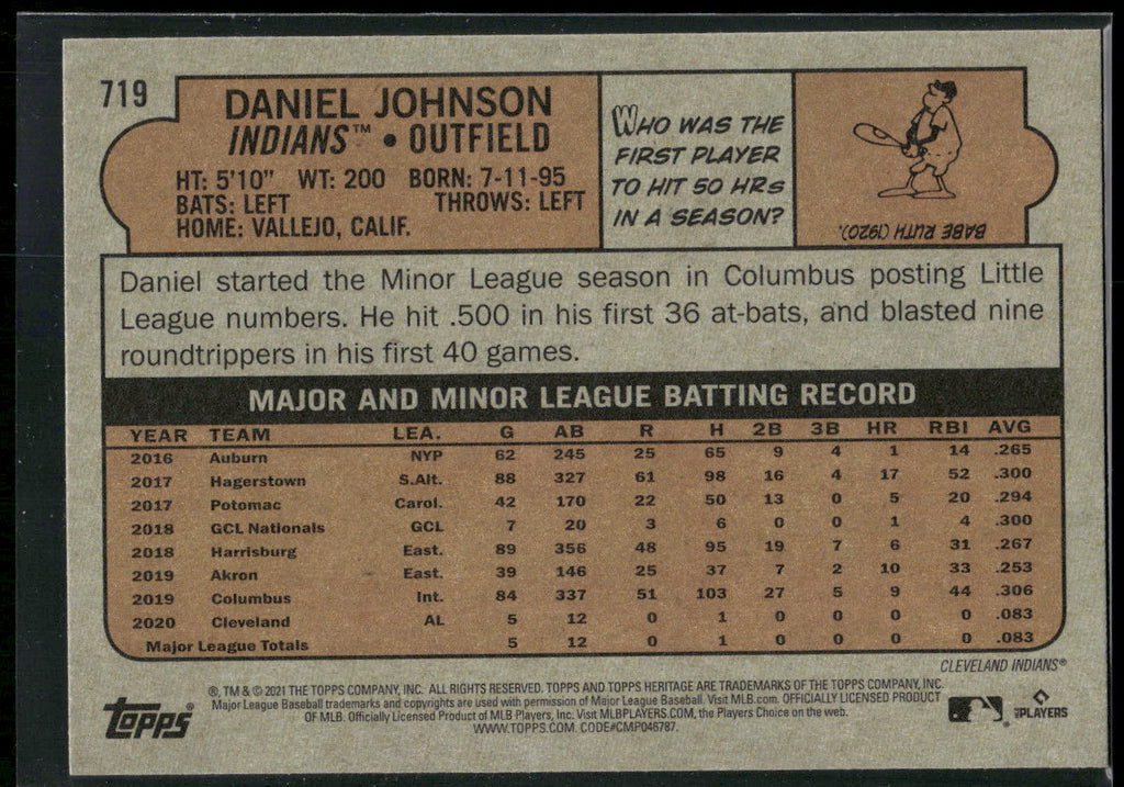 2021 Topps Heritage #719 Daniel Johnson