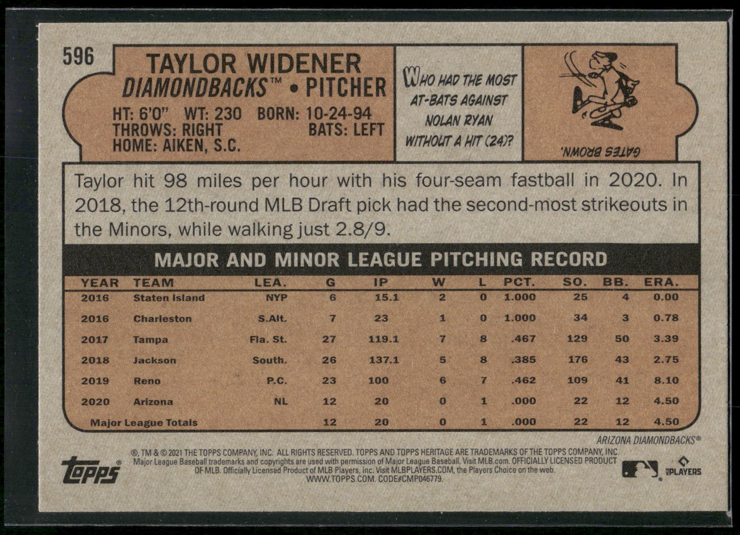 2021 Topps Heritage #596 Taylor Widener