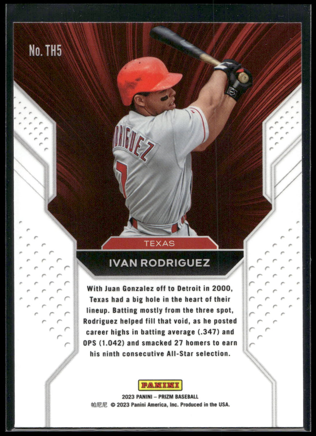 2023 Panini Prizm #TH5 Ivan Rodriguez Three-Hole