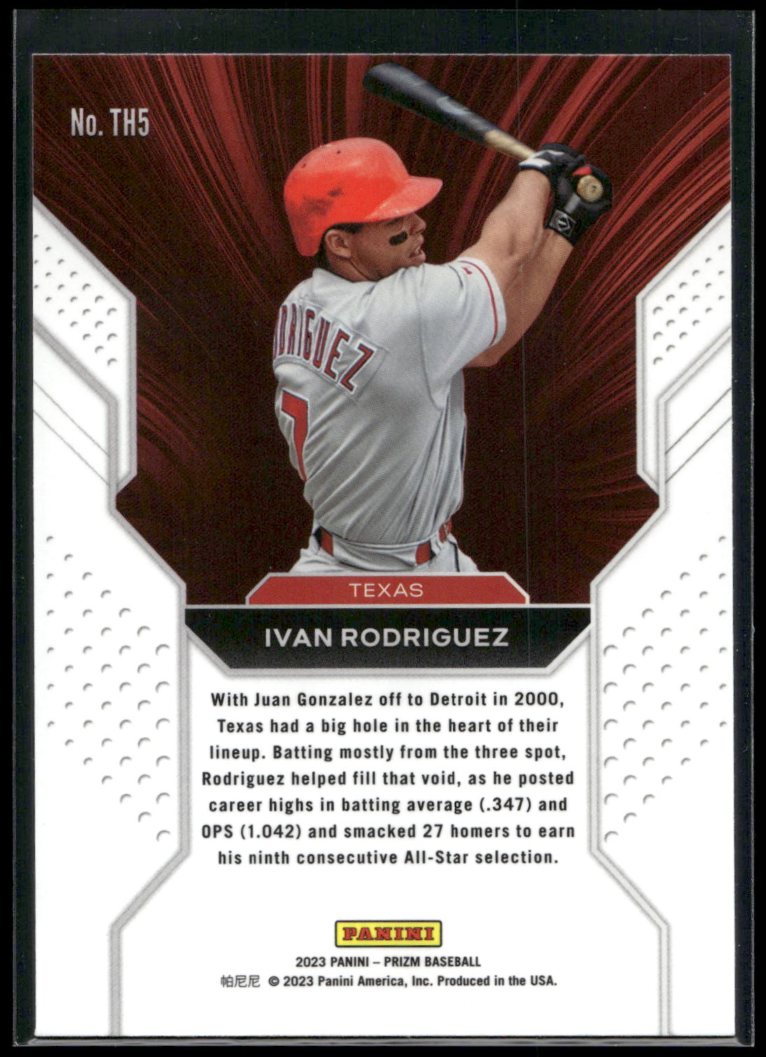 2023 Panini Prizm #TH5 Ivan Rodriguez Three-Hole