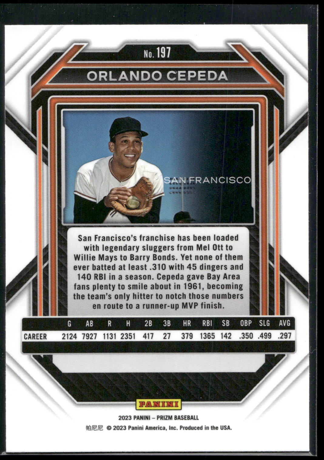 2023 Panini Prizm #197 Orlando Cepeda