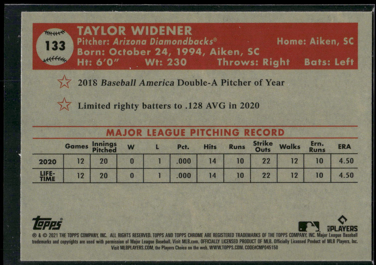 2021 Topps Chrome Platinum Anniversary #133 Taylor Widener