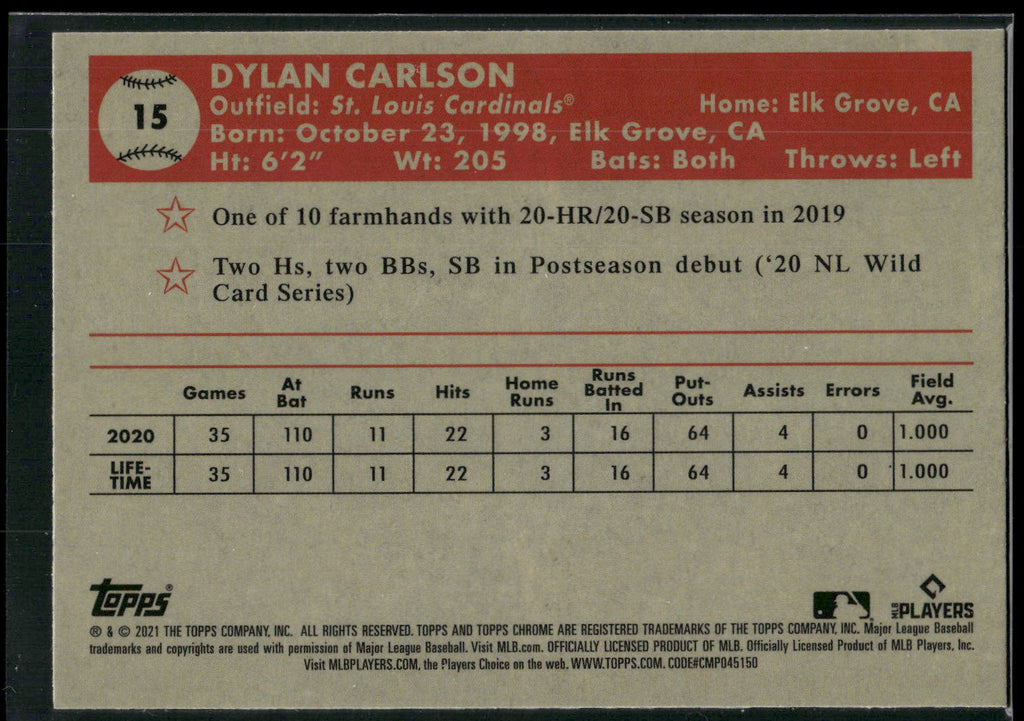 2021 Topps Chrome Platinum Anniversary #15 Dylan Carlson