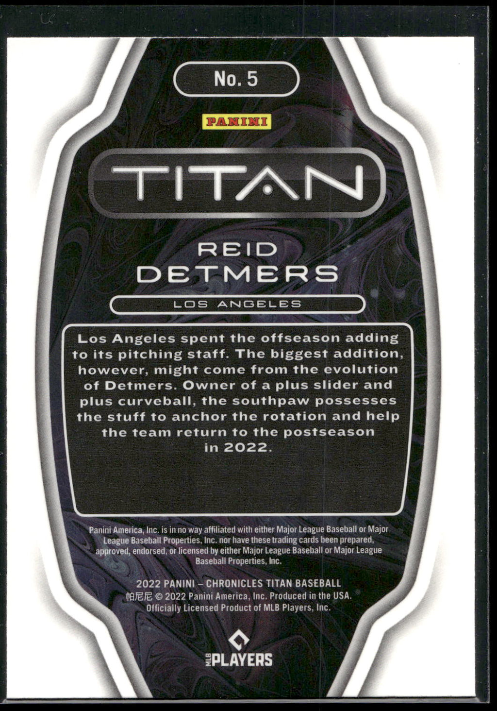 2022 Panini Chronicles #5 Reid Detmers Titan