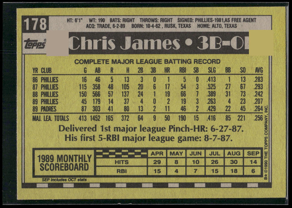 1990 Topps #178 Chris James