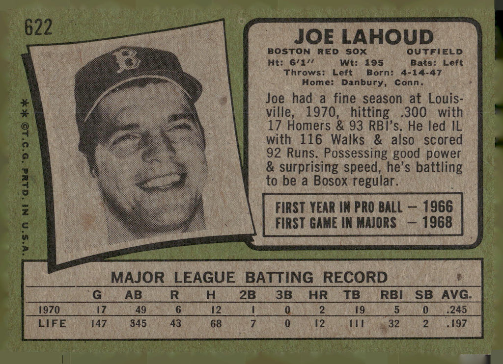 1971 Topps #622 Joe Lahoud