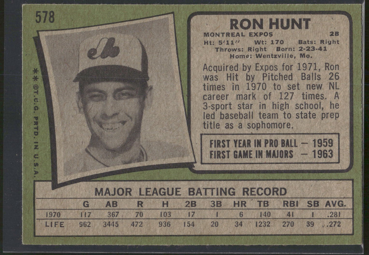 1971 Topps #578 Ron Hunt
