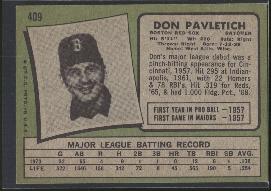 1971 Topps #409 Don Pavletich