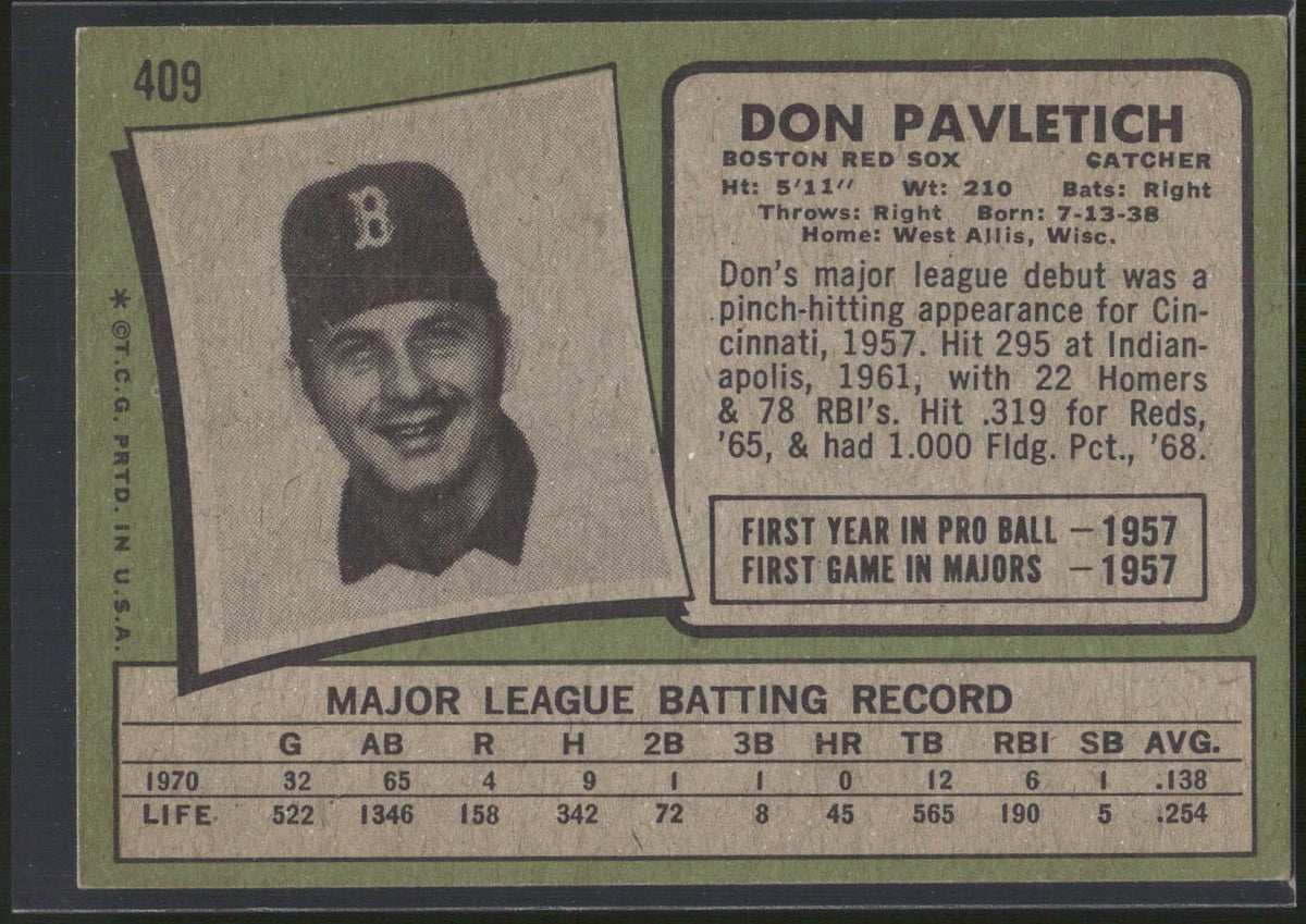 1971 Topps #409 Don Pavletich