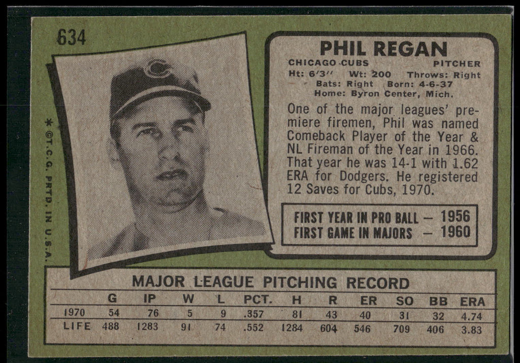 1971 Topps #634 Phil Regan